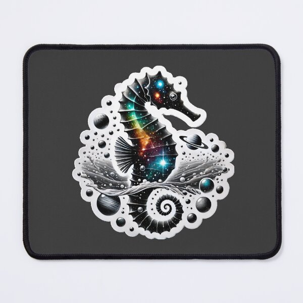 Item preview, Surreal Cosmic Seahorse Fantasy Galaxy Ocean Art Print designed and sold by PinUpPizzazz.