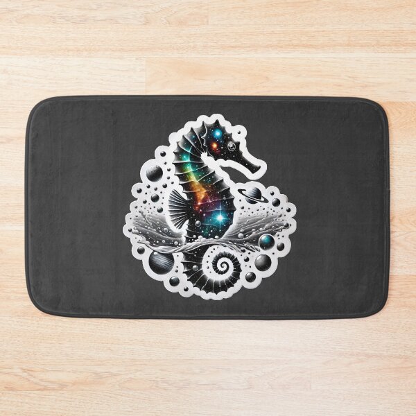 Item preview, Surreal Cosmic Seahorse Fantasy Galaxy Ocean Art Print designed and sold by PinUpPizzazz.