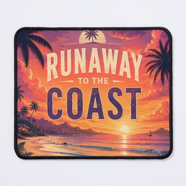 Item preview, Runaway to the Coast | Tropical Beach Sunset Wall Art | Palm Trees Ocean Travel Vintage Aesthetic Poster designed and sold by FestivityFinds.