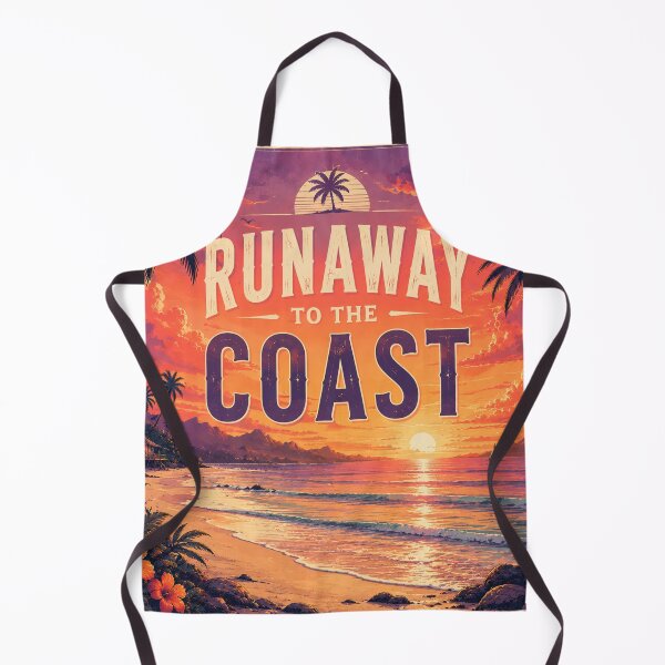 Item preview, Runaway to the Coast | Tropical Beach Sunset Wall Art | Palm Trees Ocean Travel Vintage Aesthetic Poster designed and sold by FestivityFinds.