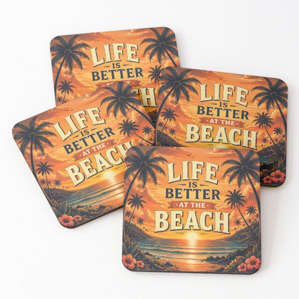 Item preview, Life Is Better at the Beach – Tropical Sunset Wall Art | Palm Tree Ocean Coastal Quote Poster designed and sold by FestivityFinds.