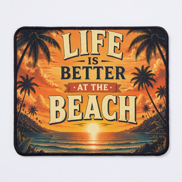 Item preview, Life Is Better at the Beach – Tropical Sunset Wall Art | Palm Tree Ocean Coastal Quote Poster designed and sold by FestivityFinds.