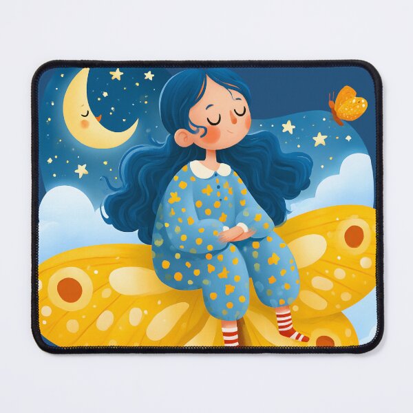 Item preview, Cute Girl in Pajamas Riding Butterfly Dream Sticker designed and sold by AMIDATORA.