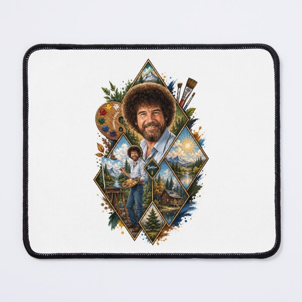 Item preview, Bob Ross Merch, Bob Ross Happy Little Trees Collage designed and sold by graphic-genie.