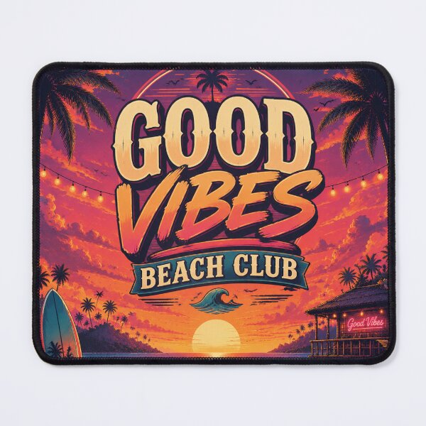 Item preview, Good Vibes Beach Club Retro Tropical Sunset Poster | Surf Club Neon Ocean Wall Art Print designed and sold by FestivityFinds.