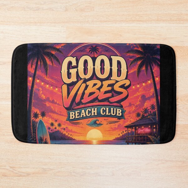 Item preview, Good Vibes Beach Club Retro Tropical Sunset Poster | Surf Club Neon Ocean Wall Art Print designed and sold by FestivityFinds.