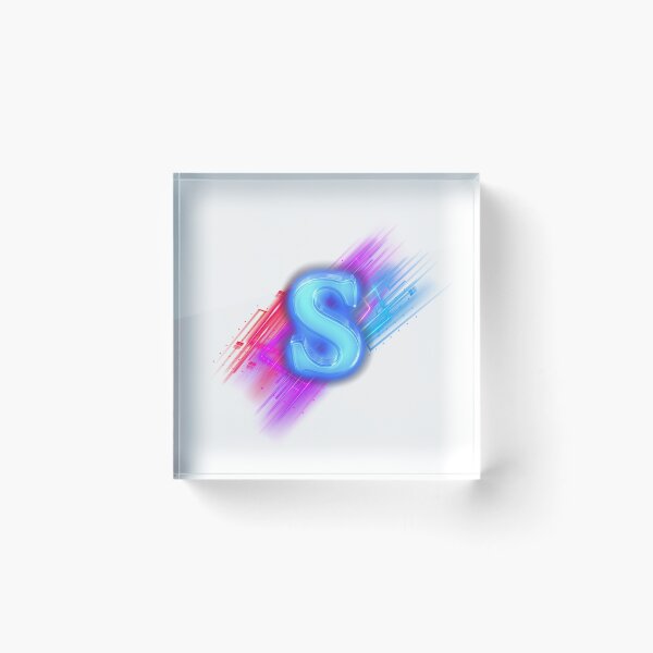 Item preview, Letter S Neon Cyber 3D Glass Monogram Art designed and sold by rich-moda.