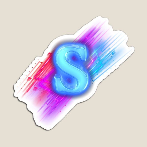 Item preview, Letter S Neon Cyber 3D Glass Monogram Art designed and sold by rich-moda.