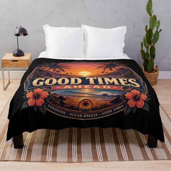 Item preview, Good Times Ahead Beach Sunset T-Shirt Design | Tropical Palm Tree Ocean Sunset Aesthetic designed and sold by FestivityFinds.