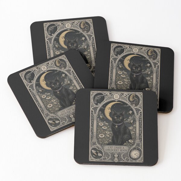 Item preview, Cat Under a Crescent Moon. Tarot Card designed and sold by Birdie and Flynn.