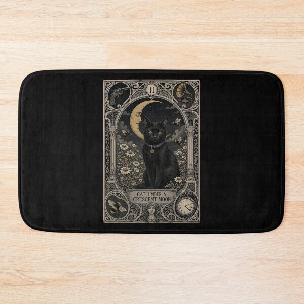 Item preview, Cat Under a Crescent Moon. Tarot Card designed and sold by Birdie and Flynn.
