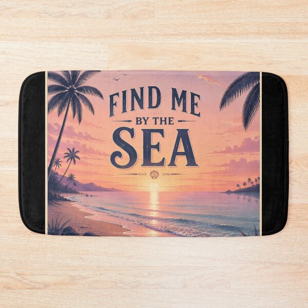 Item preview, Find Me by the Sea | Pastel Beach Sunset Wall Art | Tropical Ocean Waves Palm Trees Aesthetic Coastal Poster designed and sold by FestivityFinds.