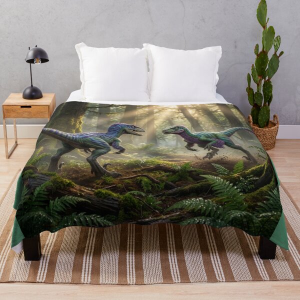 Item preview, Colorful Velociraptors Fight in Primordial Forest designed and sold by Tridentulus.