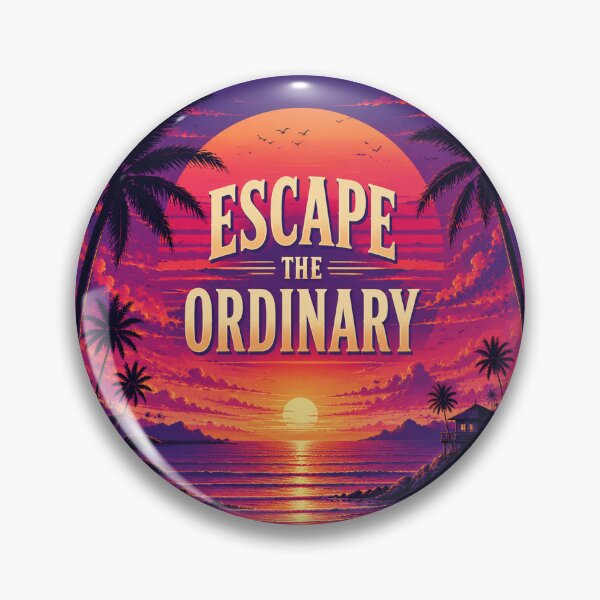 Item preview, Escape the Ordinary Retro Tropical Sunset Beach Poster | Inspirational Ocean Palm Tree Wall Art Print designed and sold by FestivityFinds.