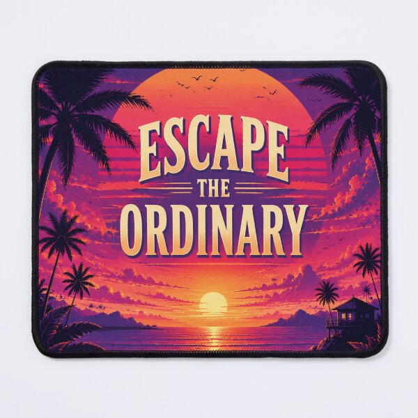 Item preview, Escape the Ordinary Retro Tropical Sunset Beach Poster | Inspirational Ocean Palm Tree Wall Art Print designed and sold by FestivityFinds.