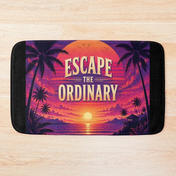 Item preview, Escape the Ordinary Retro Tropical Sunset Beach Poster | Inspirational Ocean Palm Tree Wall Art Print designed and sold by FestivityFinds.