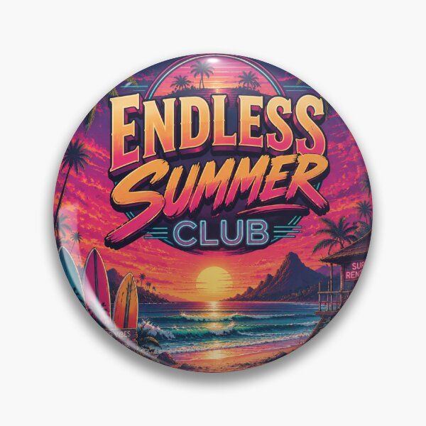 Artikelvorschau, Retro-Neon-Strandposter „Endless Summer Surf Club“ | Wandkunstdruck „Tropischer Sonnenuntergang am Meer“ entworfen und verkauft von FestivityFinds.