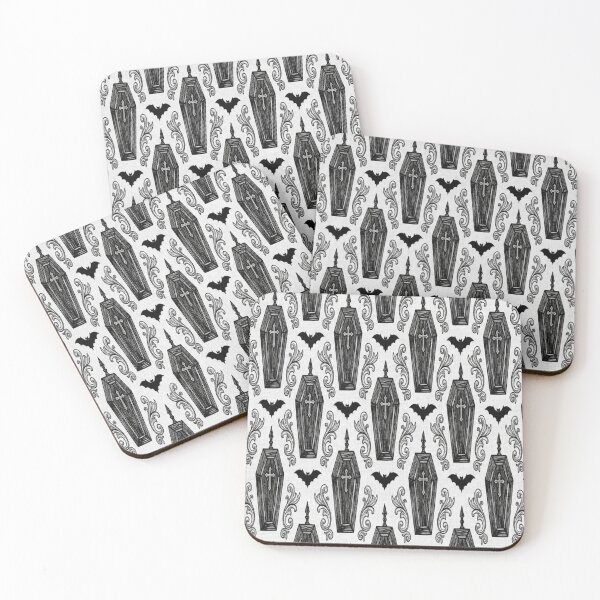 Item preview, gothic black and white coffin and bats designed and sold by PalmRock.
