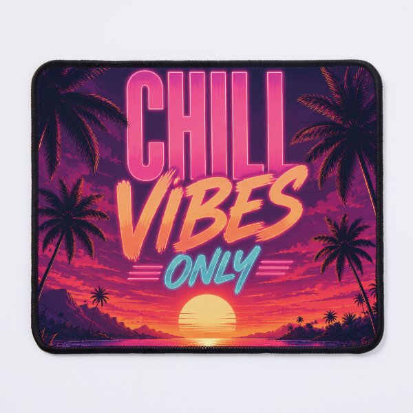 Item preview, Chill Vibes Only Neon Retro Tropical Sunset Beach Poster | Vintage Ocean Palm Tree Wall Art Print designed and sold by FestivityFinds.