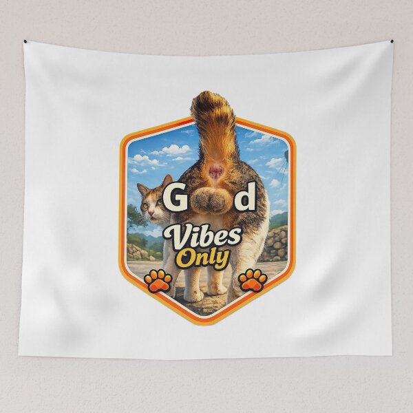 Item preview, Funny Cat Meme, Good Vibes Only designed and sold by graphic-genie.