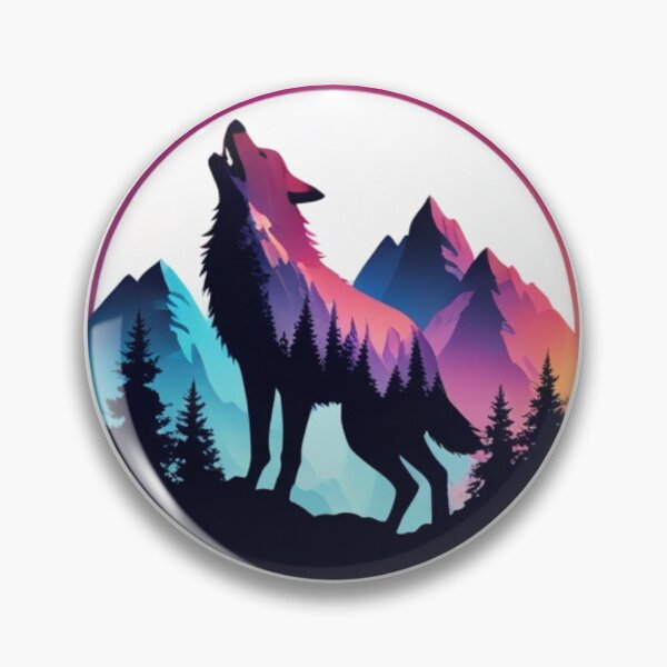 Item preview, Wolf silhouette with mountains designed and sold by kidoramagic.