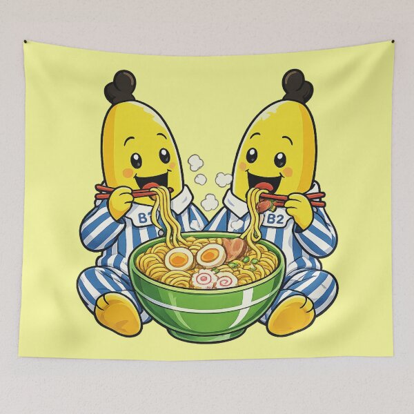 Item preview, Bananas in pajamas eating ramen designed and sold by YChangShop.