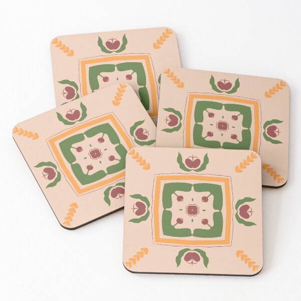 Item preview, Autumn Folk Floral Tile — Blue Lemon Studio Original Illustration designed and sold by BluelemonStudio.