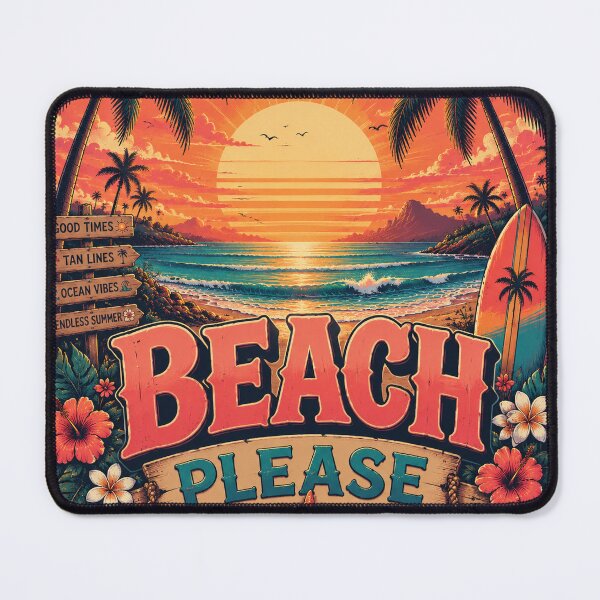 Item preview, Beach Please Retro Tropical Sunset Beach Poster | Vintage Ocean Palm Tree Surf Coastal Wall Art Print designed and sold by FestivityFinds.