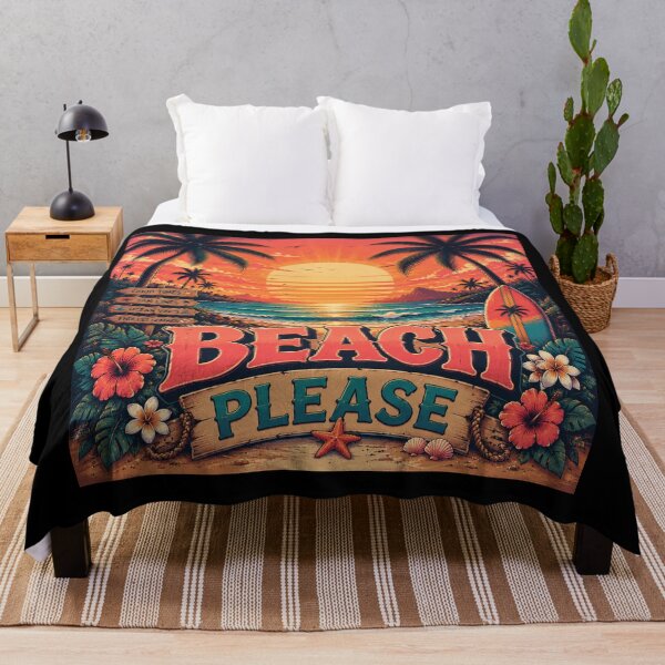 Item preview, Beach Please Retro Tropical Sunset Beach Poster | Vintage Ocean Palm Tree Surf Coastal Wall Art Print designed and sold by FestivityFinds.