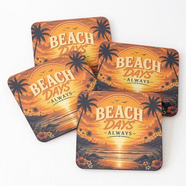 Item preview, Beach Days Always Retro Sunset Wall Art | Tropical Ocean Palm Tree Summer Decor Print designed and sold by FestivityFinds.