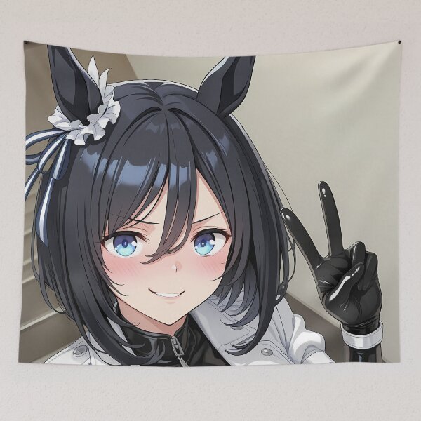 Item preview, Eishin Flash Uma Musume Black White Peace Sign designed and sold by justnickthings.