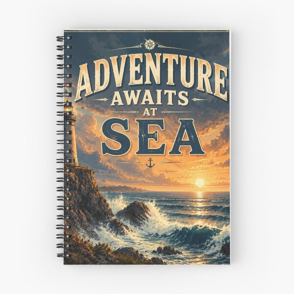 Item preview, Adventure Awaits at Sea | Lighthouse Ocean Waves Sunset Wall Art | Dramatic Coastal Storm Vintage Nautical Poster designed and sold by FestivityFinds.