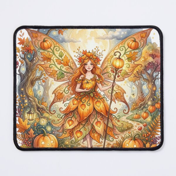 Item preview, Harvest Moon Pumpkin Fairy – Enchanted Autumn Watercolor Fantasy Illustration designed and sold by Dream Bloom Gallery.