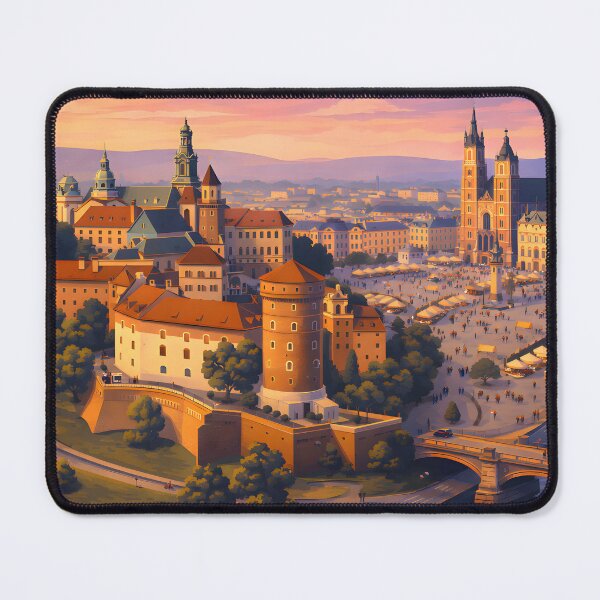 Item preview, Vintage Kraków Poland Cityscape Poster with Wawel Castle designed and sold by FestivityFinds.