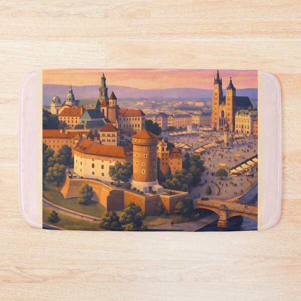 Item preview, Vintage Kraków Poland Cityscape Poster with Wawel Castle designed and sold by FestivityFinds.