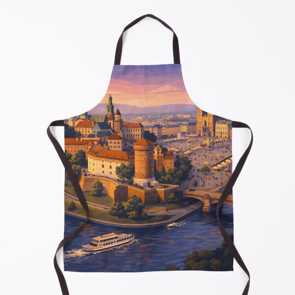 Item preview, Vintage Kraków Poland Cityscape Poster with Wawel Castle designed and sold by FestivityFinds.