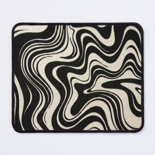 Item preview, Retro Liquid Swirl Abstract Pattern in Black and Almond Cream. designed and sold by Differenceee.