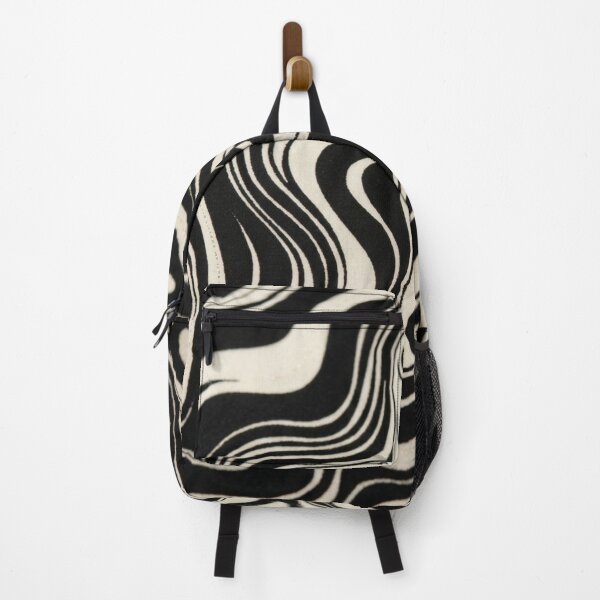 Item preview, Retro Liquid Swirl Abstract Pattern in Black and Almond Cream. designed and sold by Differenceee.