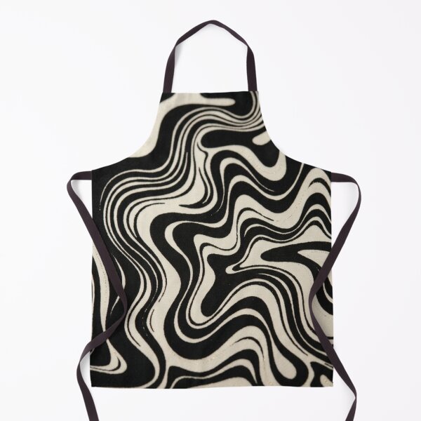 Item preview, Retro Liquid Swirl Abstract Pattern in Black and Almond Cream. designed and sold by Differenceee.