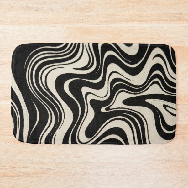 Item preview, Retro Liquid Swirl Abstract Pattern in Black and Almond Cream. designed and sold by Differenceee.