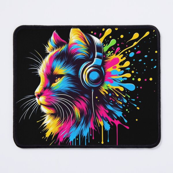 Item preview, Vibrant Rhythms: Neon Feline with Headphones designed and sold by nncreator.