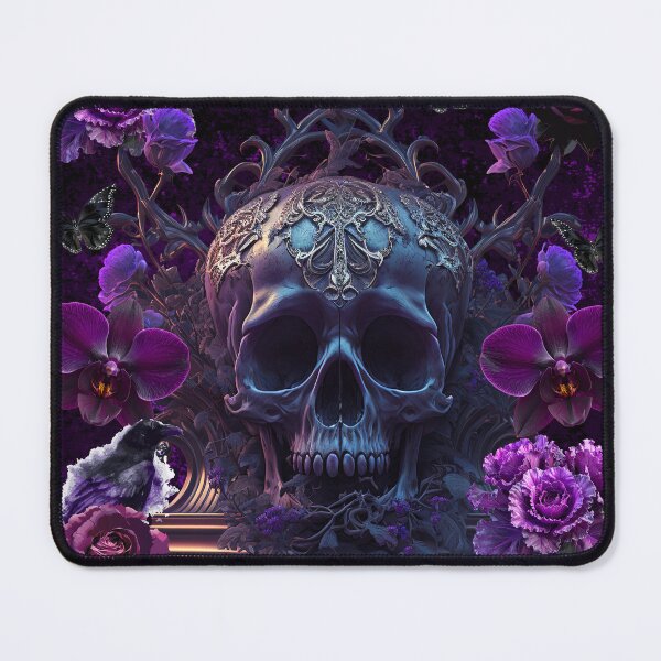 Item preview, Purple Gothic Skull and Raven Floral Collage designed and sold by Side By Side Studio.