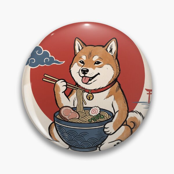 Item preview, Shiba Inu Ramen Ukiyo-e Poster - Cute Japanese Dog Vintage Woodblock Print Wall Art designed and sold by Yugen Veilshadow.