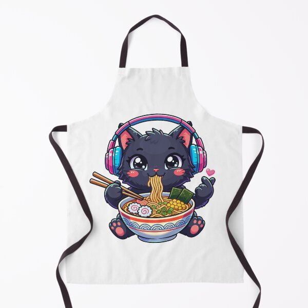 Item preview, Kawaii Black Cat Ramen K-pop Music Finger Heart  designed and sold by EverkindInk.
