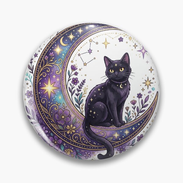 Item preview, black cat sitting on moon designed and sold by Digital Design Store.