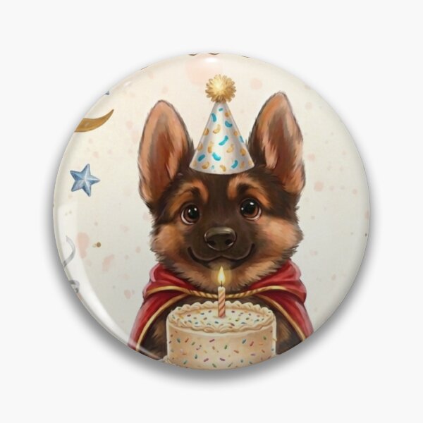 Item preview, Csipesz Cute German Shepherd Birthday Puppy with Cake designed and sold by SilentFlower.