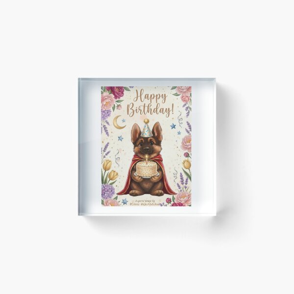 Item preview, Csipesz Cute German Shepherd Birthday Puppy with Cake designed and sold by SilentFlower.