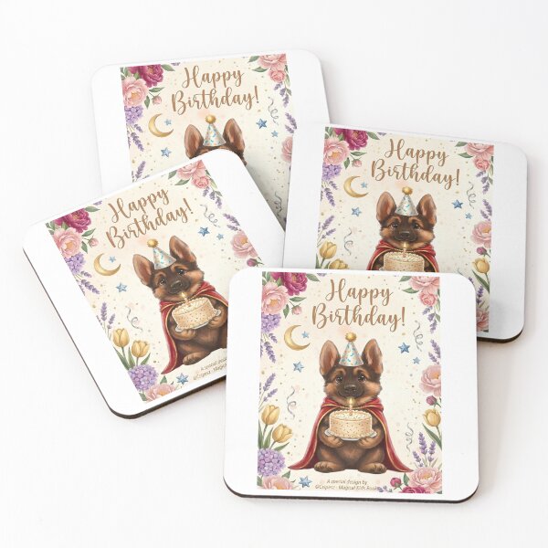Item preview, Csipesz Cute German Shepherd Birthday Puppy with Cake designed and sold by SilentFlower.