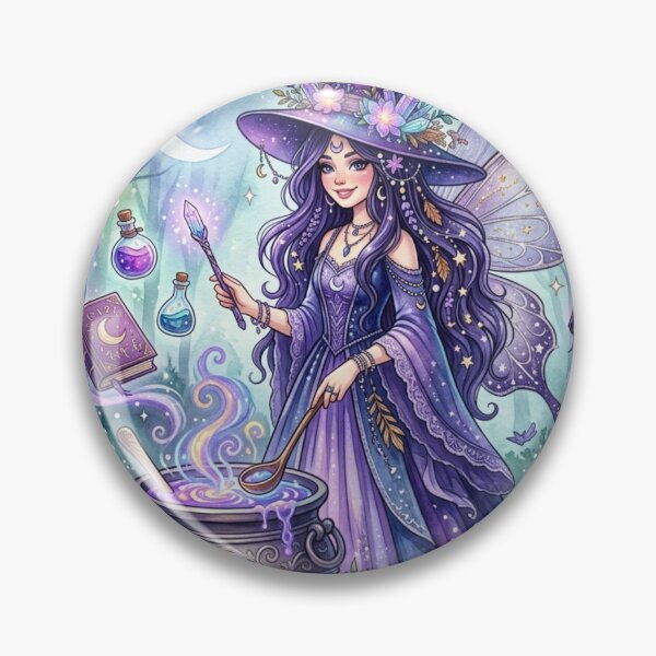 Item preview, Moonspell Potion Fairy – Celestial Witch Watercolor Fantasy Illustration designed and sold by Dream Bloom Gallery.