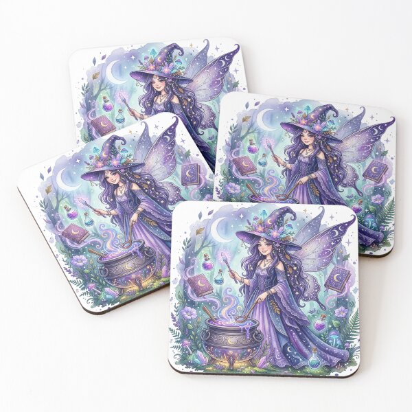 Item preview, Moonspell Potion Fairy – Celestial Witch Watercolor Fantasy Illustration designed and sold by Dream Bloom Gallery.